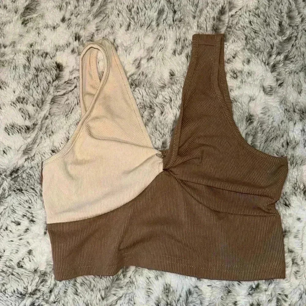 Bralette - cream and tan twist front